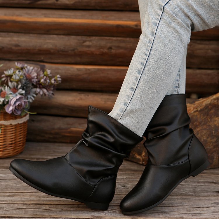 Damen modische Stiefeletten mit elegantem Rüschendesign und weichem Obermaterial Heidi-Mode