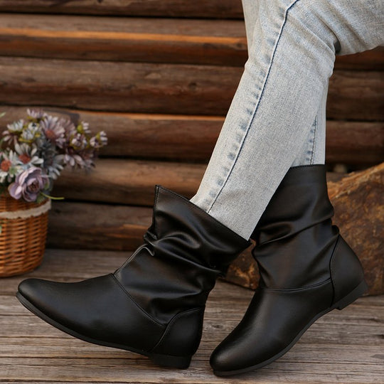 Damen modische Stiefeletten mit elegantem Rüschendesign und weichem Obermaterial Heidi-Mode
