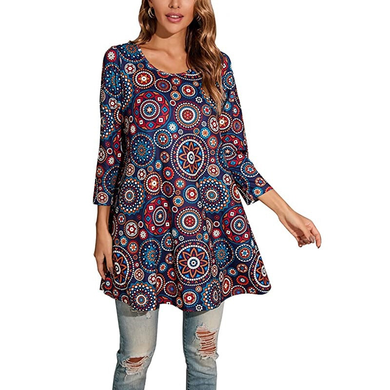 Damen Tunika mit einzigartigem Mandala-Druck Heidi-Mode