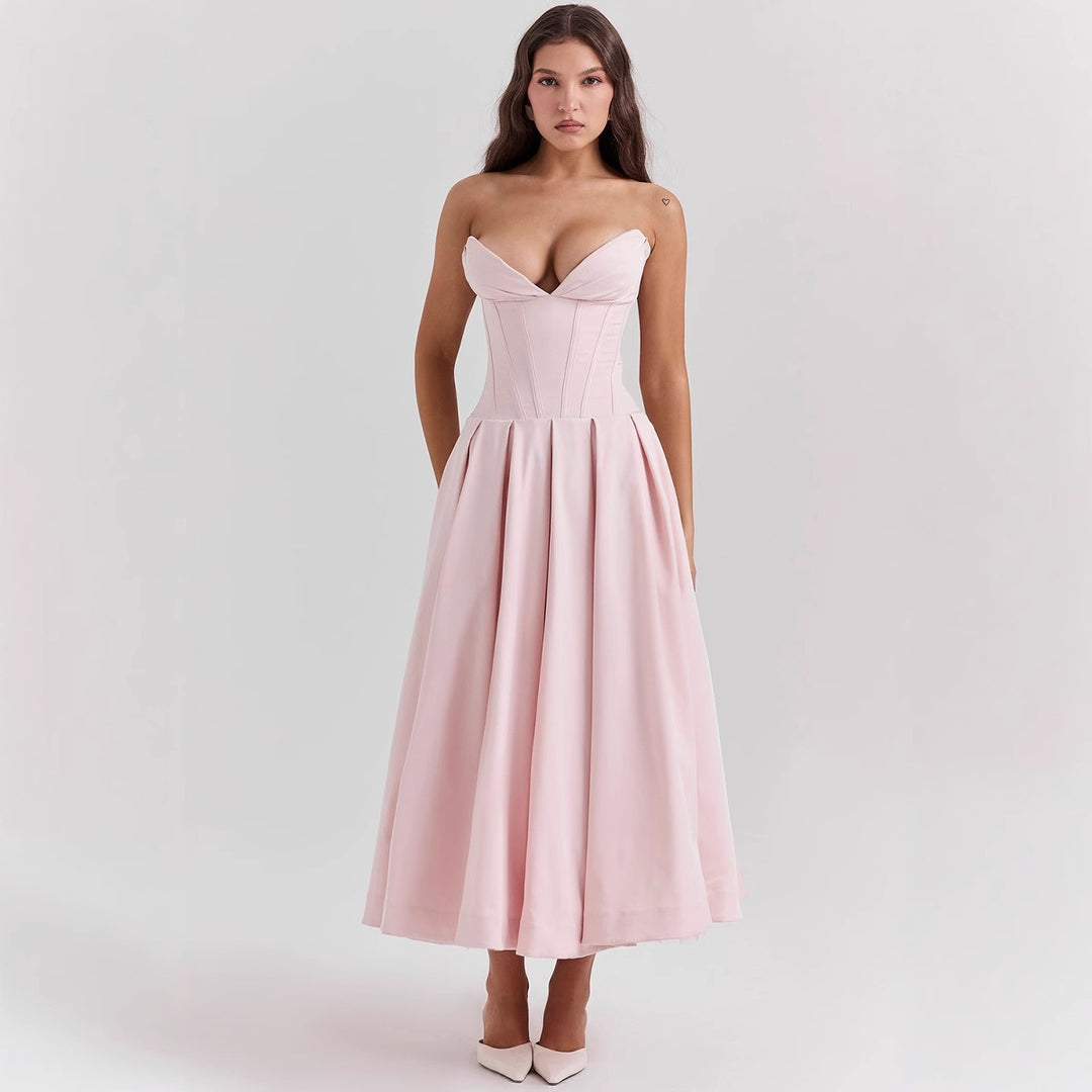 Damen Abendkleid mit taillierter Silhouette und A-linien Schnitt Heidi-Mode