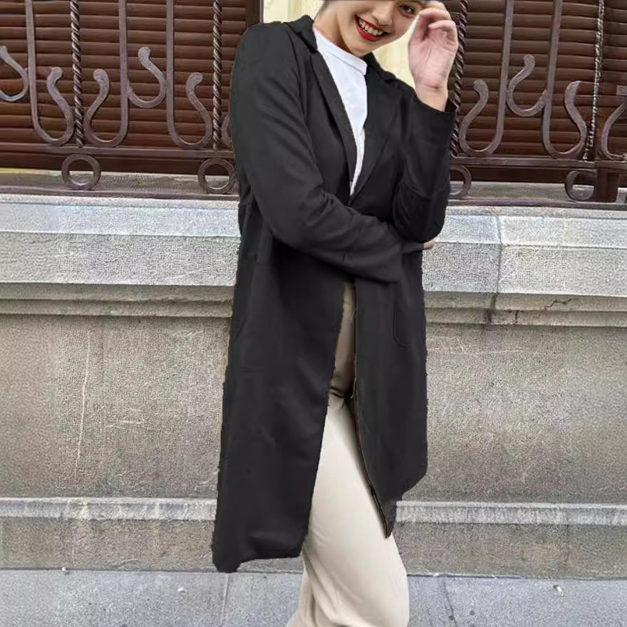 Damen eleganter Longblazer aus weichem Suedine Heidi-Mode