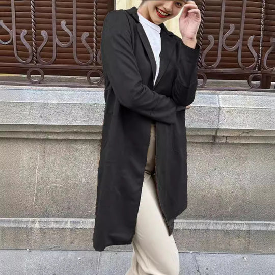 Damen eleganter Longblazer aus weichem Suedine Heidi-Mode