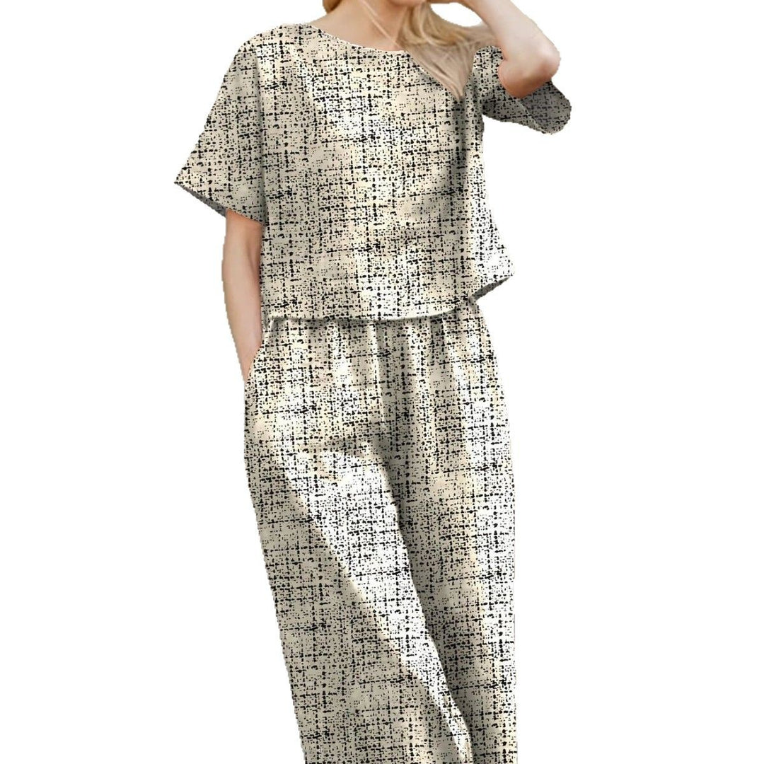 Damen entspannter Zweiteiler mit weitem Schnitt und modischem Grafikdesign Heidi-Mode