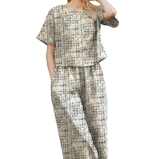 Damen entspannter Zweiteiler mit weitem Schnitt und modischem Grafikdesign Heidi-Mode