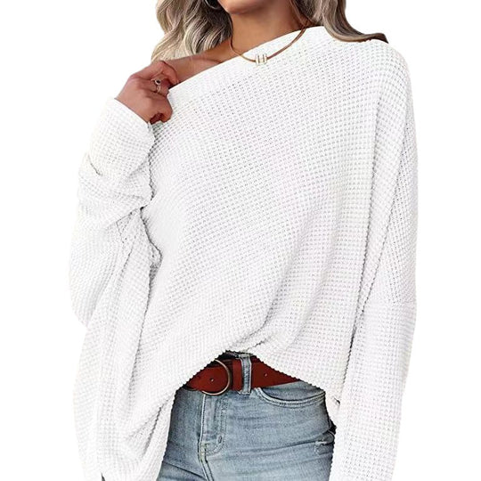 Damen lässiger Off-Shoulder Pullover im Strukturdesign Heidi-Mode