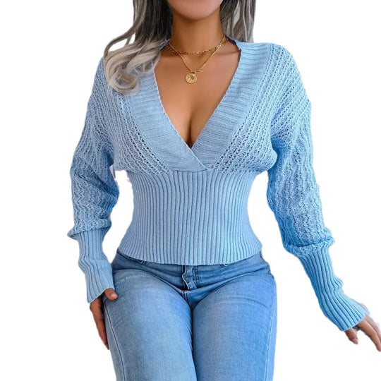Damen Strickpullover mit V-Ausschnitt und feiner Maschenstruktur Heidi-Mode