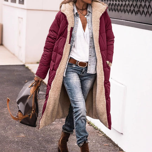 Damen bequeme und warme Daunenjacke mit Teddyfutter Heidi-Mode