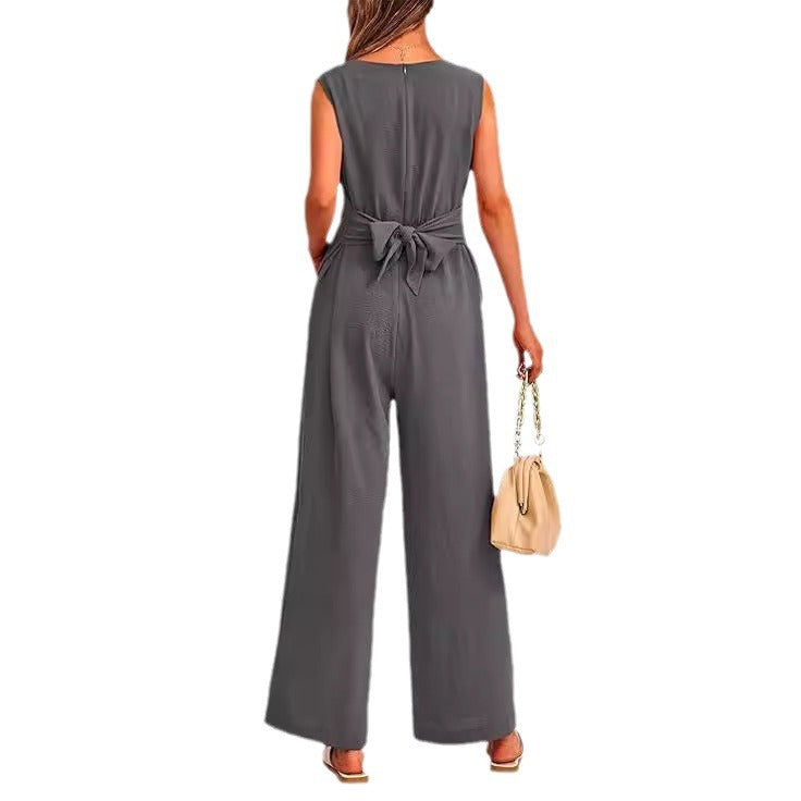 Damen eleganter Jumpsuit mit tailliertem Schnitt und weitem Bein Heidi-Mode