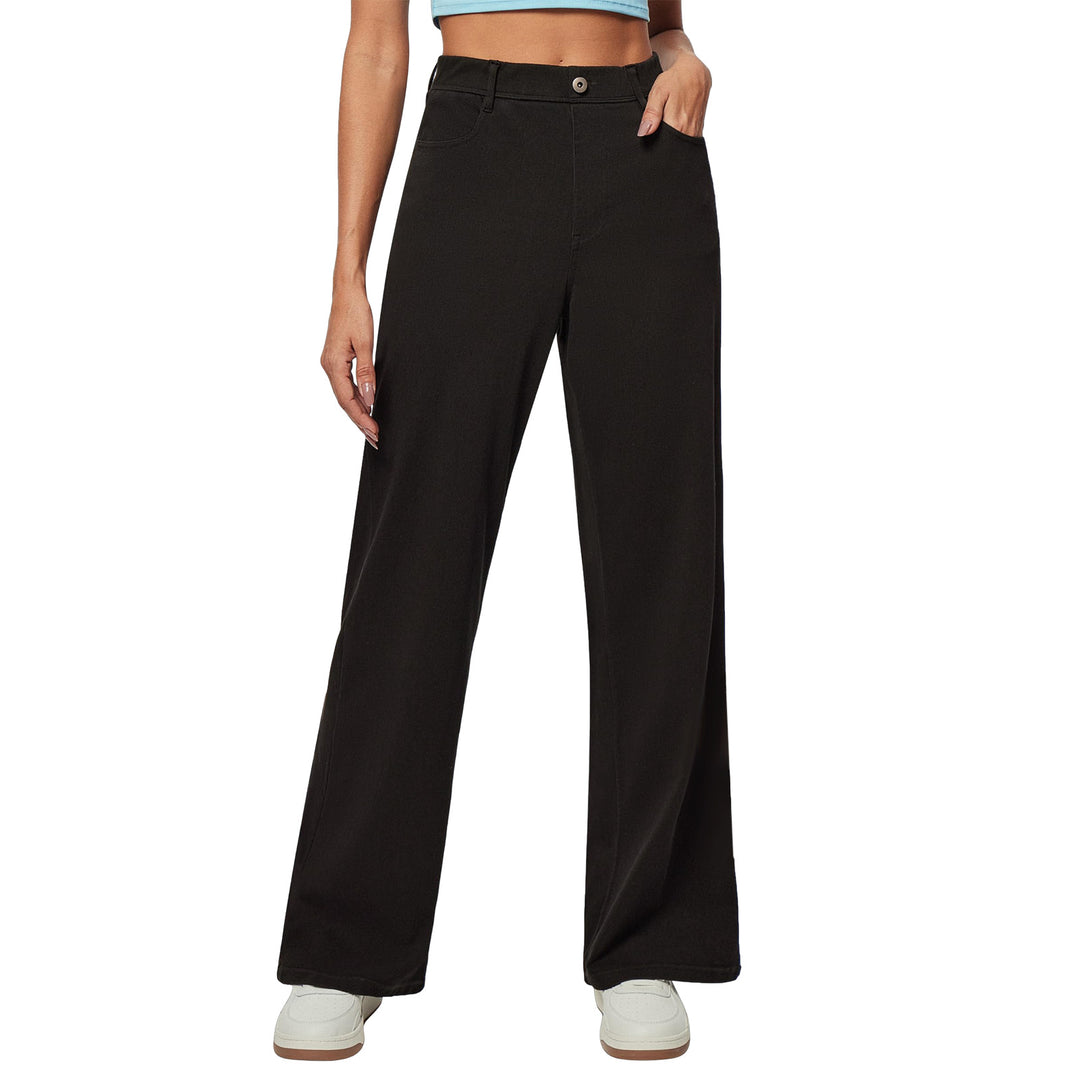 Damen weite Jeanshose mit hohen Bündchen und komfortablem Schnitt Heidi-Mode