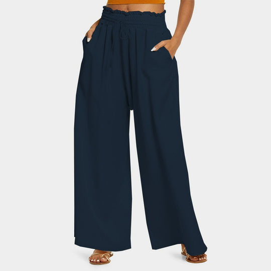 Damen Weite Sommerhose mit elastischem Bund und Raffungsdetails Heidi-Mode