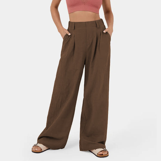 Damen Weite Chinohose mit elegantem Faltenwurf und seitlichen Taschen Heidi-Mode