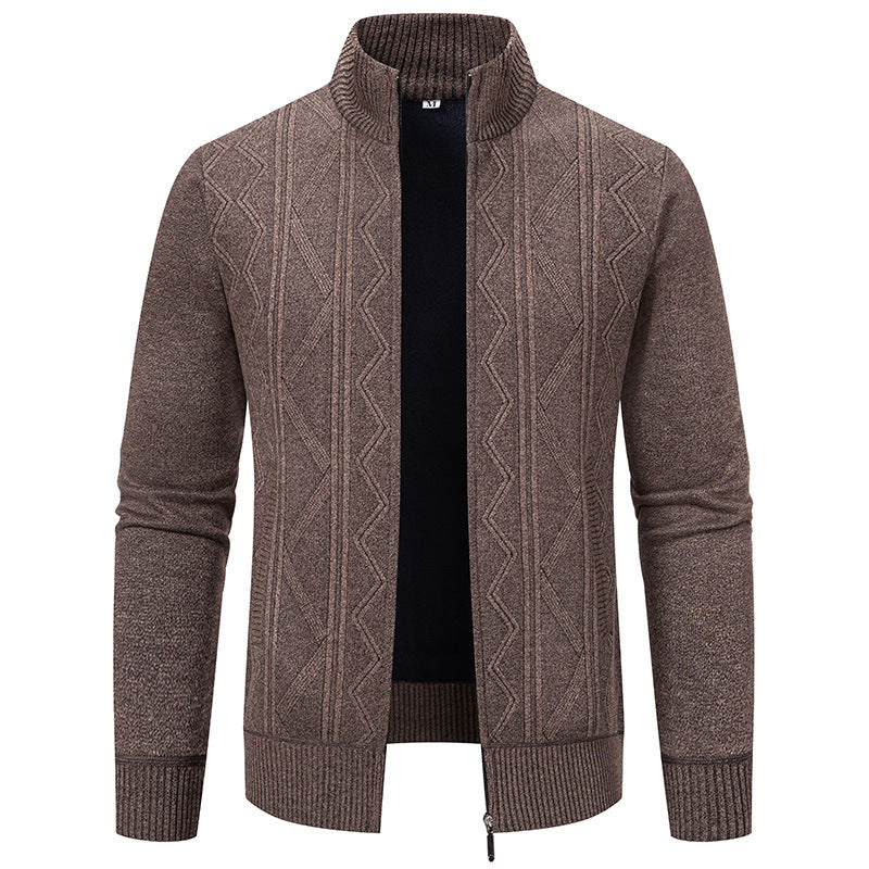 Herren Strickjacke mit hohem Kragen und Zipper Heidi-Mode