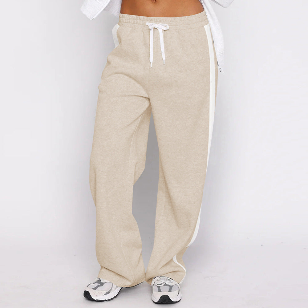 Damen sportliche Freizeithose mit elastischem Bund und seitlichen Kontraststreifen Heidi-Mode