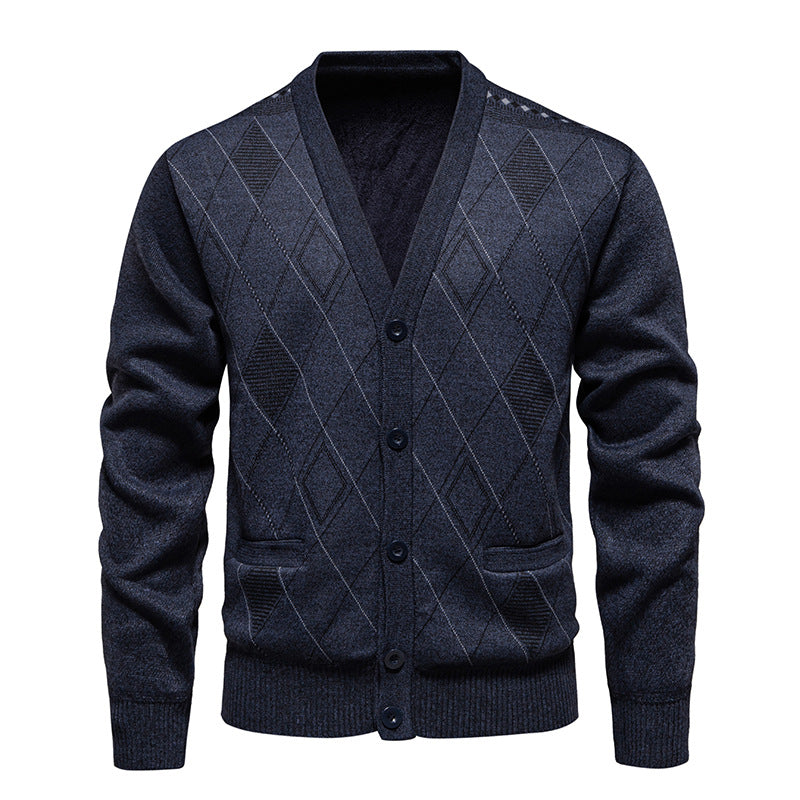 Herren stilvolle Strickjacke mit Rautenmuster Heidi-Mode