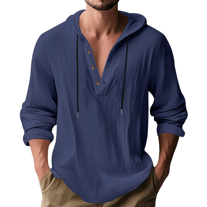 Herren Kapuzenshirt mit Knopfleiste und lässigem Schnitt Heidi-Mode