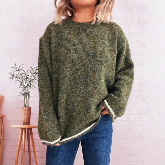Damen lässiger Wohlfühlpullover mit blockfarbenem Design Heidi-Mode