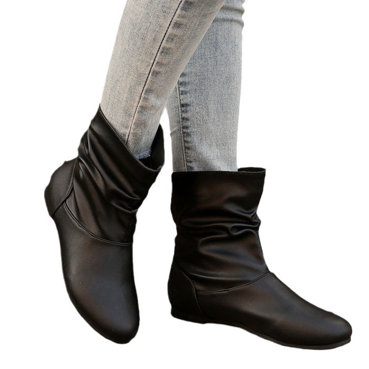 Damen modische Stiefeletten mit elegantem Rüschendesign und weichem Obermaterial Heidi-Mode