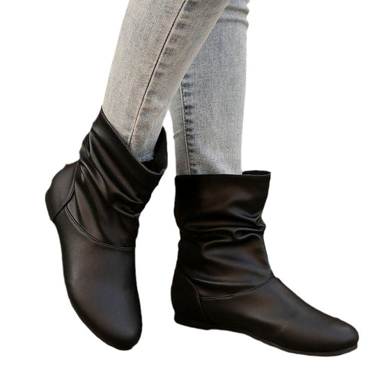 Damen modische Stiefeletten mit elegantem Rüschendesign und weichem Obermaterial Heidi-Mode