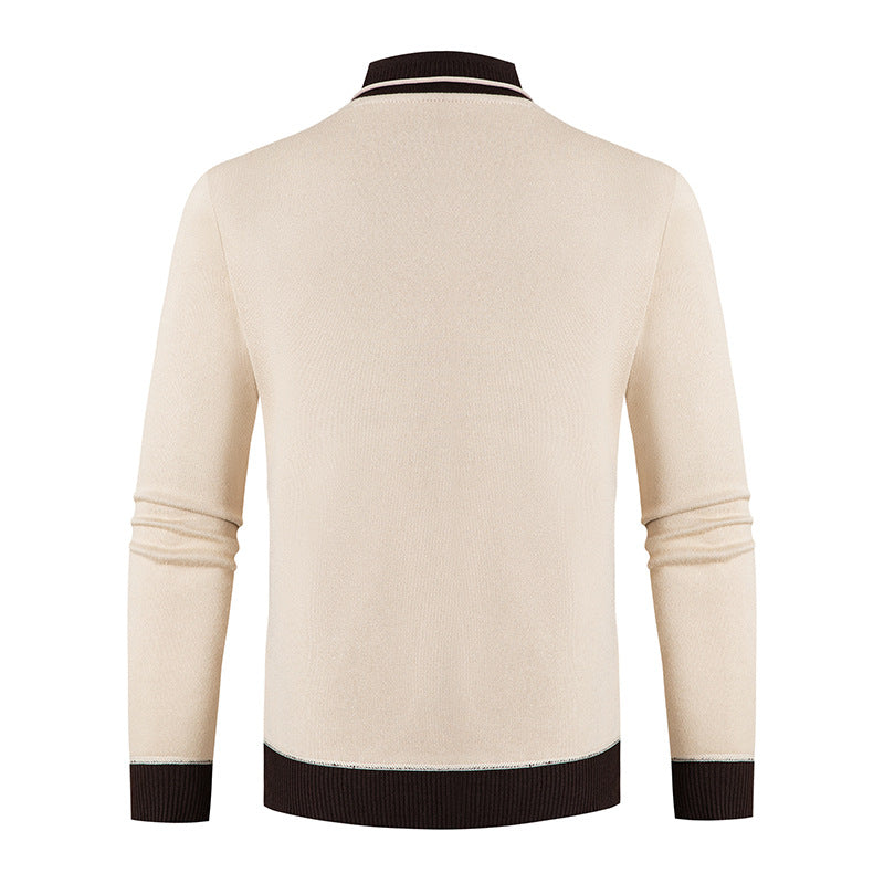 Herren Pullover mit modernem Schalkragen und Knopfdetails Heidi-Mode