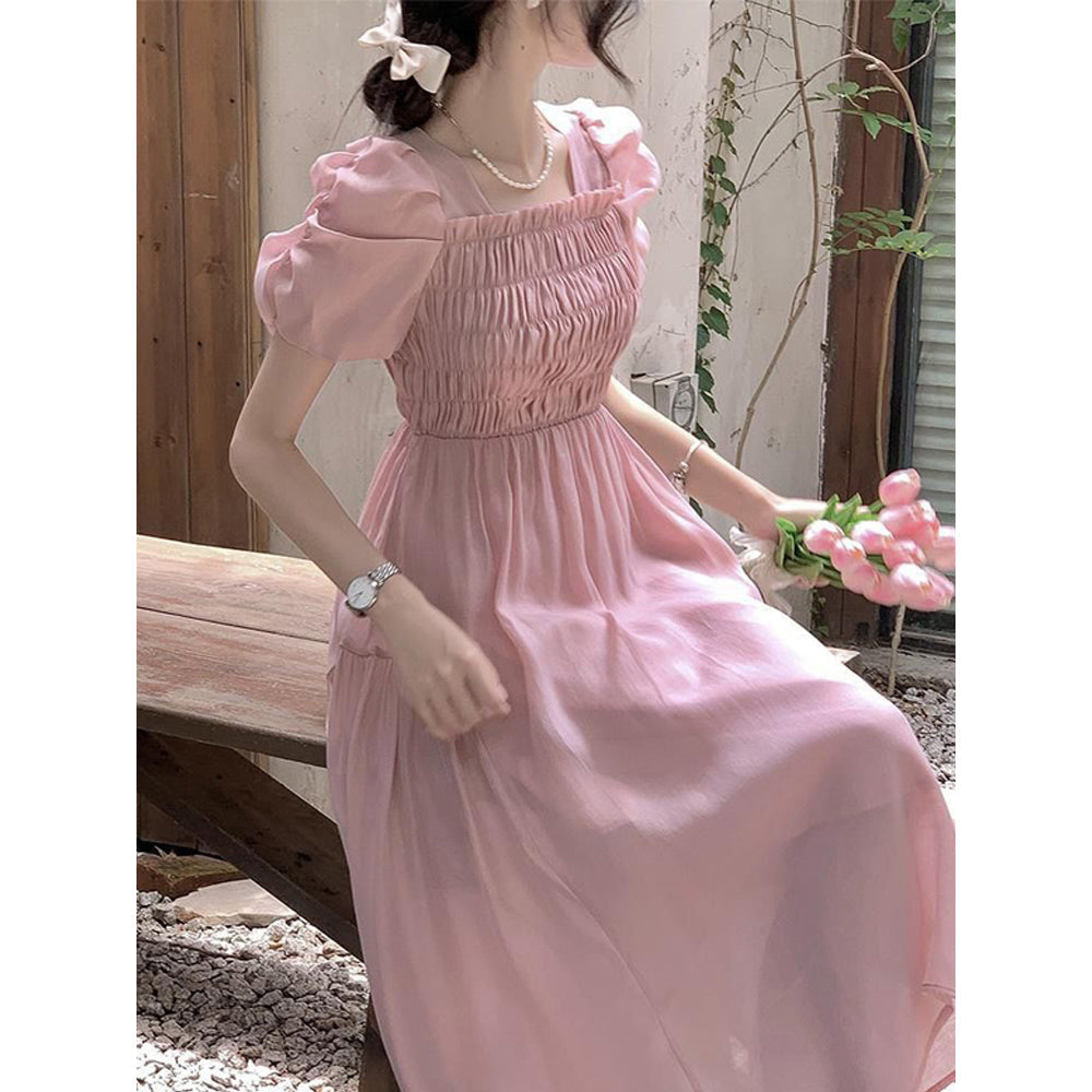 Heidi-Mode | Square Neck Puff Sleeve Sweet Kleid