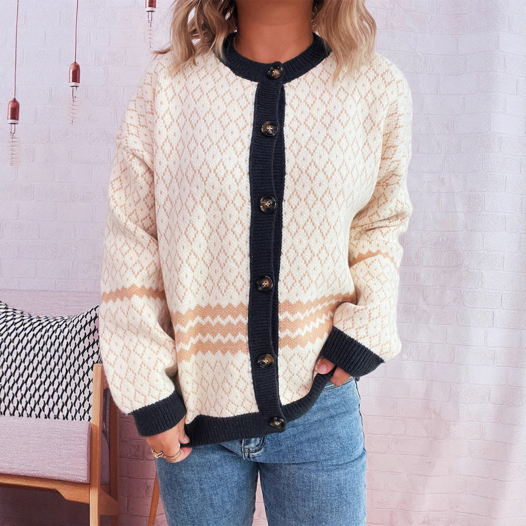 Damen Strickjacke mit vielseitigem Muster und eleganten Knopfdetails Heidi-Mode