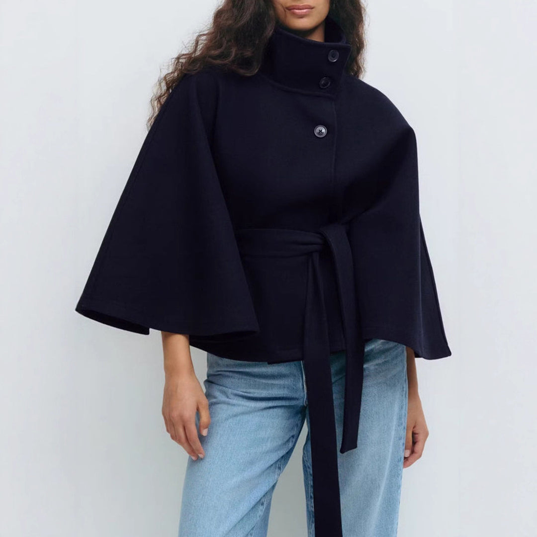 Damen Wickeljacke mit elegantem Stehkragen und weit geschnittenen Ärmeln Heidi-Mode