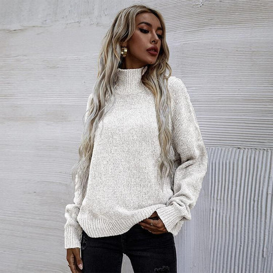 Damen Pullover mit hohem Kragen und lässigem Oversized-Schnitt Heidi-Mode