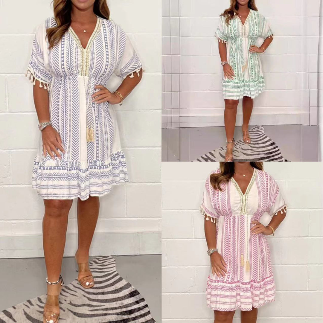 Femme Leichte Bohemian Tunika Kleid Heidi-Mode