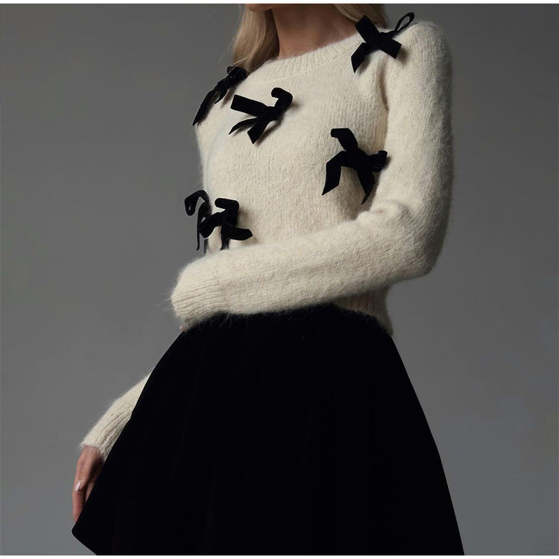 Damen Strickpullover mit verspielten Schleifendetails Heidi-Mode