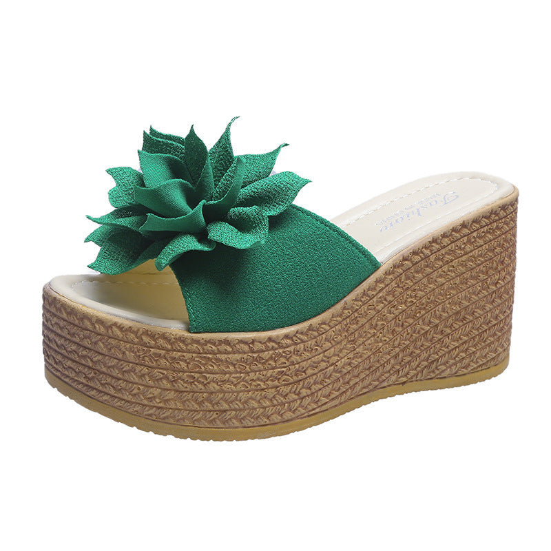 Damen Plateausandalen mit floralem Dekor und rutschfester Sohle Heidi-Mode