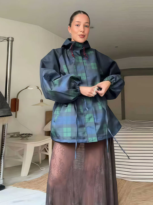 Damen Utility-Jacke mit auffälligem Karomuster und lässiger Passform Heidi-Mode