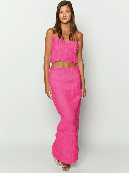 Damen elastisches Chiffon Maxikleid mit modischem Schößchen und verführerischem Design Heidi-Mode