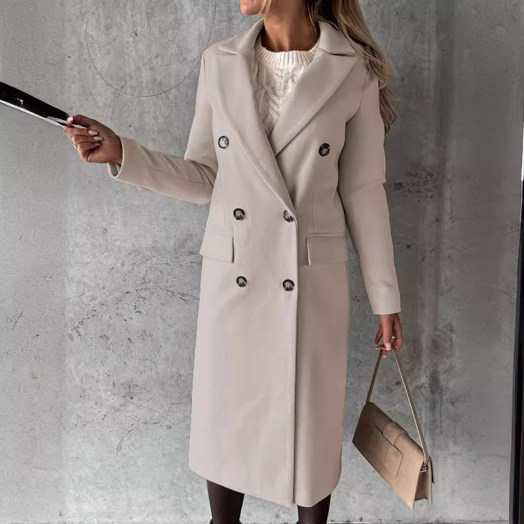 Damen Eleganter und zeitloser Trenchcoat mit doppelter Knopfleiste und praktischen Taschen Heidi-Mode