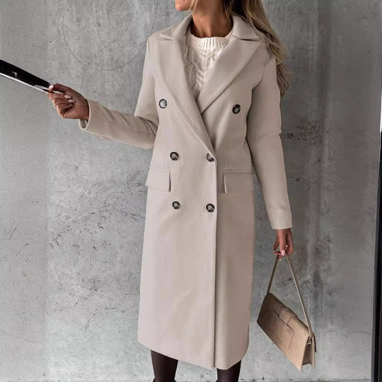Damen Eleganter und zeitloser Trenchcoat mit doppelter Knopfleiste und praktischen Taschen Heidi-Mode