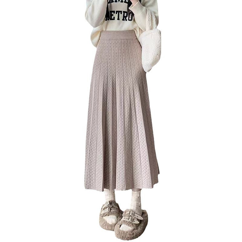 Damen Eleganter plissierter Maxirock mit hohem Bund und feiner Textur Heidi-Mode