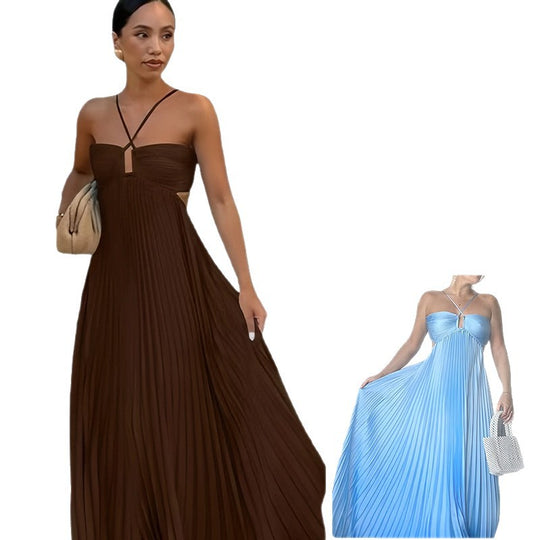 Damen Elegantes Maxi-Kleid mit plissierten Details und schickem Cut-Out Heidi-Mode