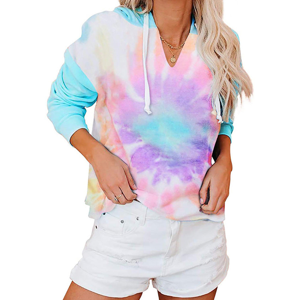 Damen lässiger Kapuzenpullover im modischen Tie-Dye-Design Heidi-Mode