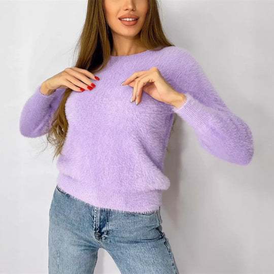 Damen Flauschiger Modischer Pullover Heidi-Mode