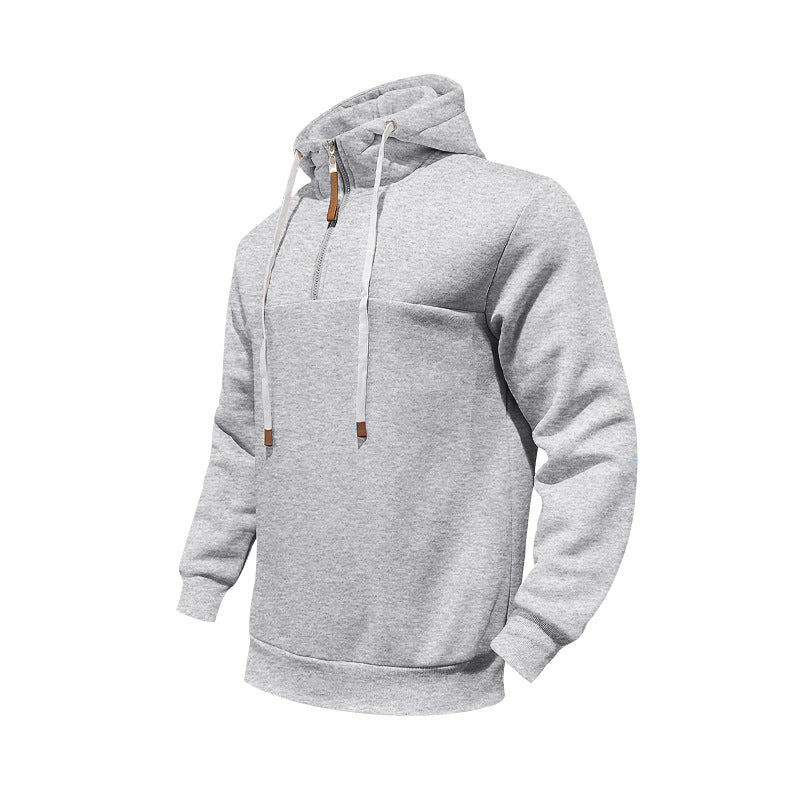 Herren Kapuzensweater mit halbem Reißverschluss und modernem Schnitt Heidi-Mode