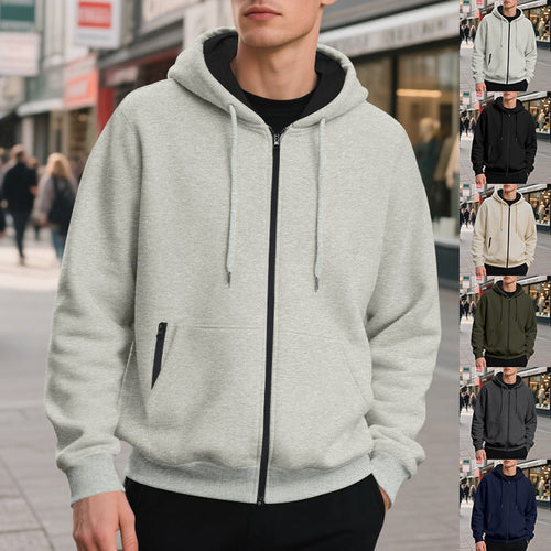 Herren Kapuzenjacke mit leichtem Reißverschluss und praktischen Taschen Heidi-Mode