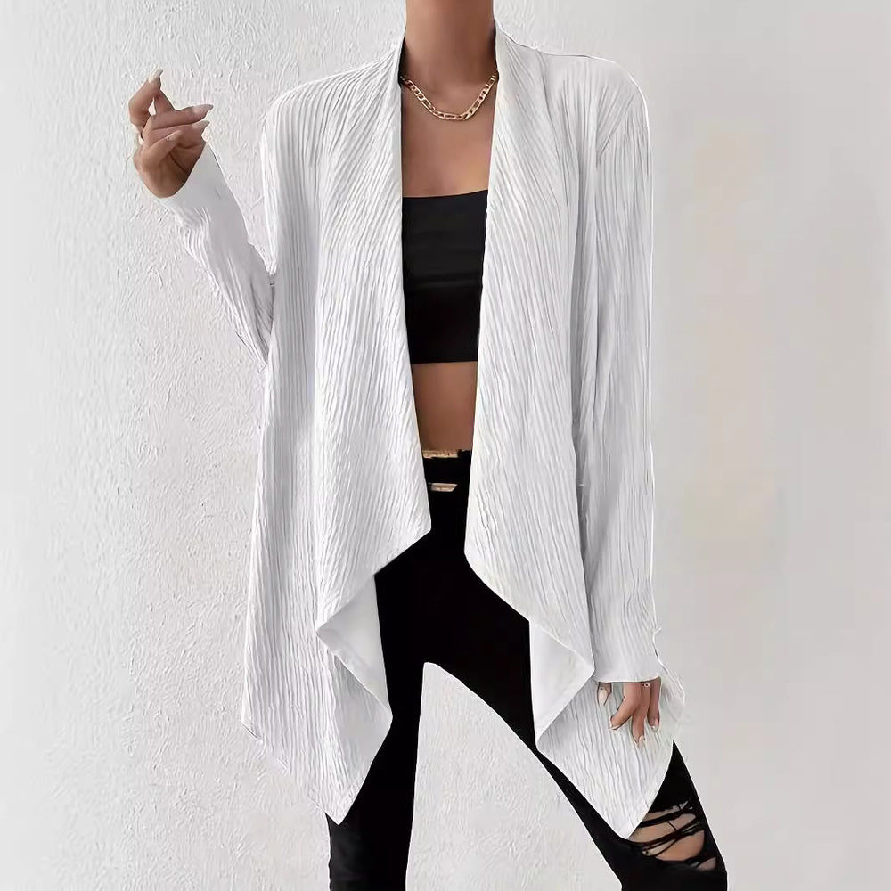 Damen Langärmlige Strickjacke mit strukturiertem Design und offenem Schnitt Heidi-Mode