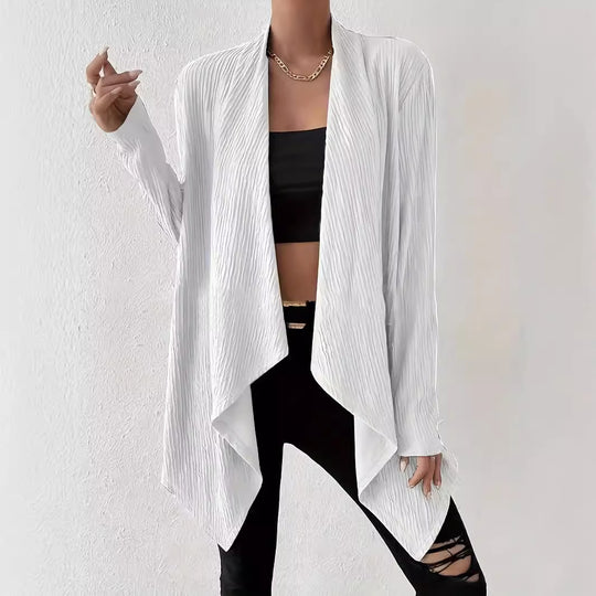 Damen Langärmlige Strickjacke mit strukturiertem Design und offenem Schnitt Heidi-Mode