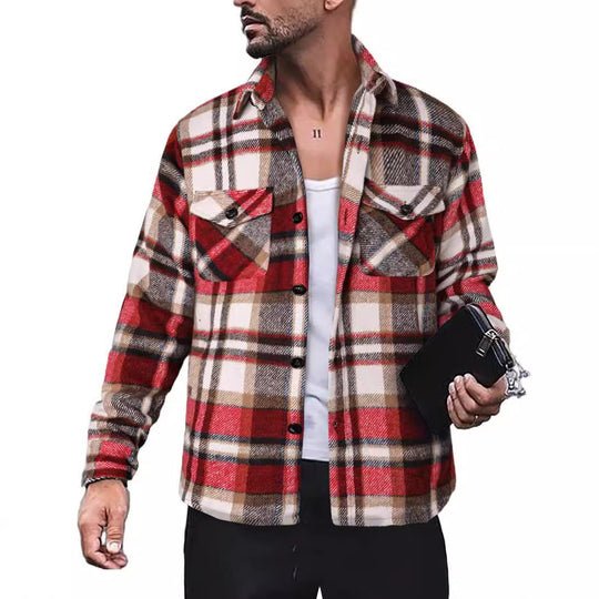 Herren Flanellhemd mit Karomuster und funktionalen Taschen Heidi-Mode
