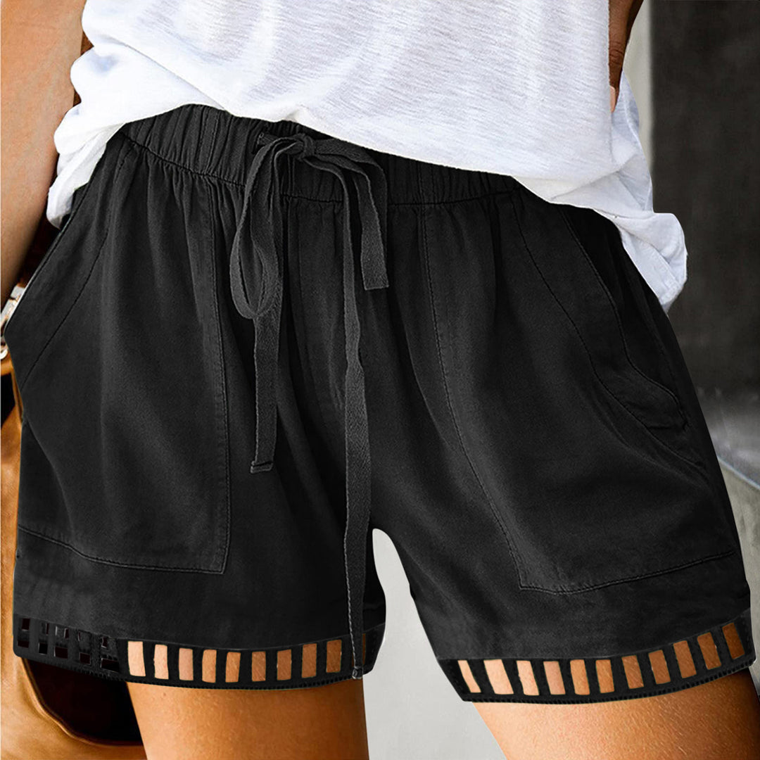 Damen lockere Freizeit-Shorts mit dekorativen Einsätzen Heidi-Mode