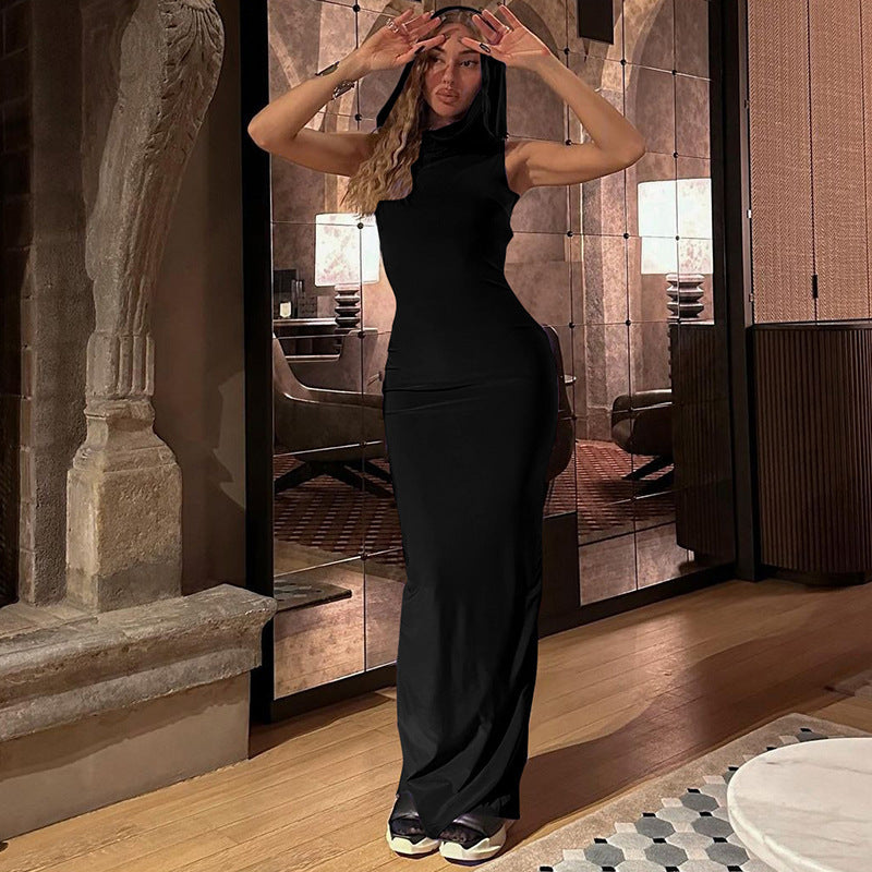 Damen Maxikleid mit Kapuze Heidi-Mode