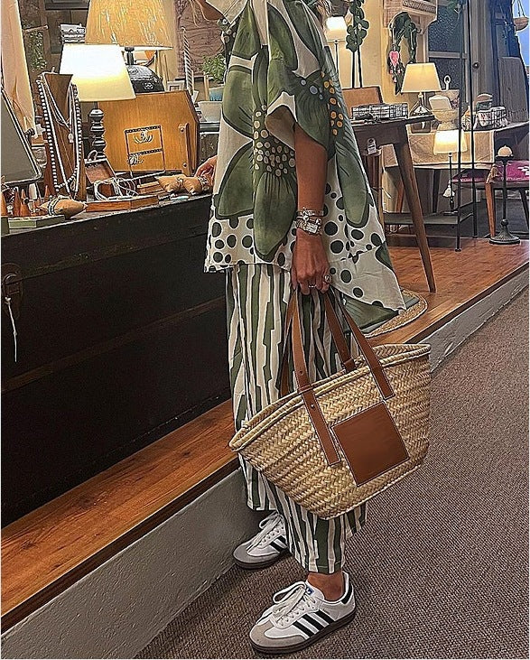 Damen lässige Bluse und Palazzo Hose Set Heidi-Mode