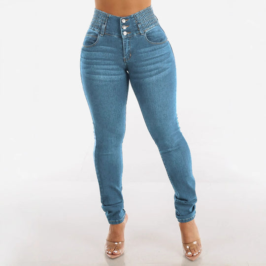 Damen Skinny Jeans mit hohem Komfortbund Heidi-Mode