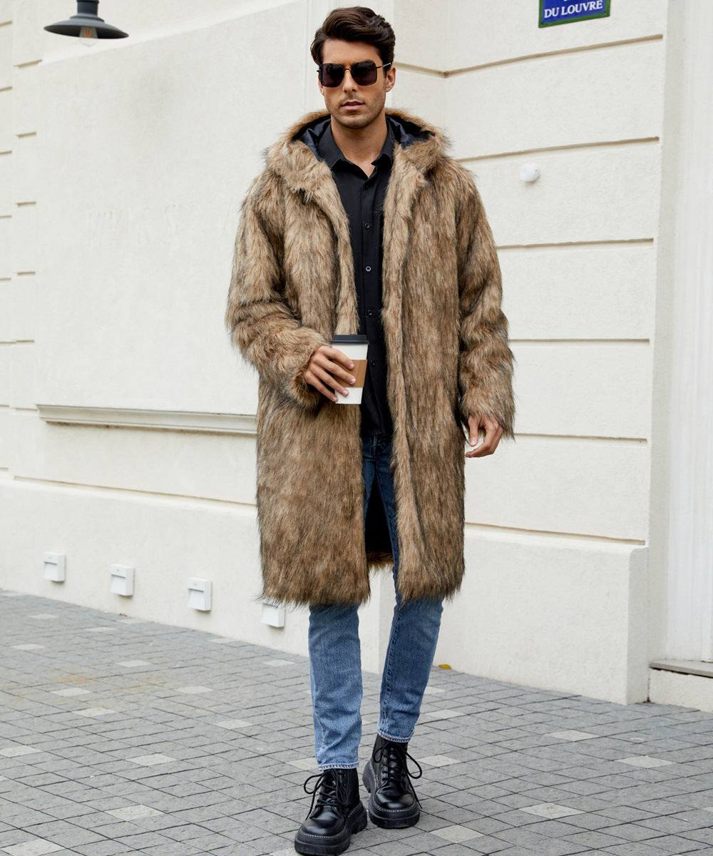 Herren Elegant gefütterter Mantel mit Kapuze Heidi-Mode