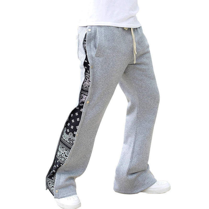 Herren Lässige Freizeit-Hose mit modischen Druckknöpfen und seitlichem Design Heidi-Mode
