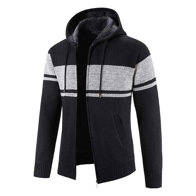 Herren Strickjacke mit Kapuze und strukturiertem Design Heidi-Mode